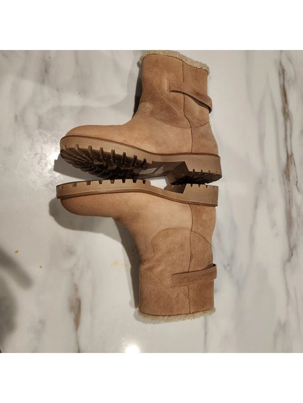 Jack Rogers Women’s Suede Shearling Lined Ankle Boots Tan Size 9.5